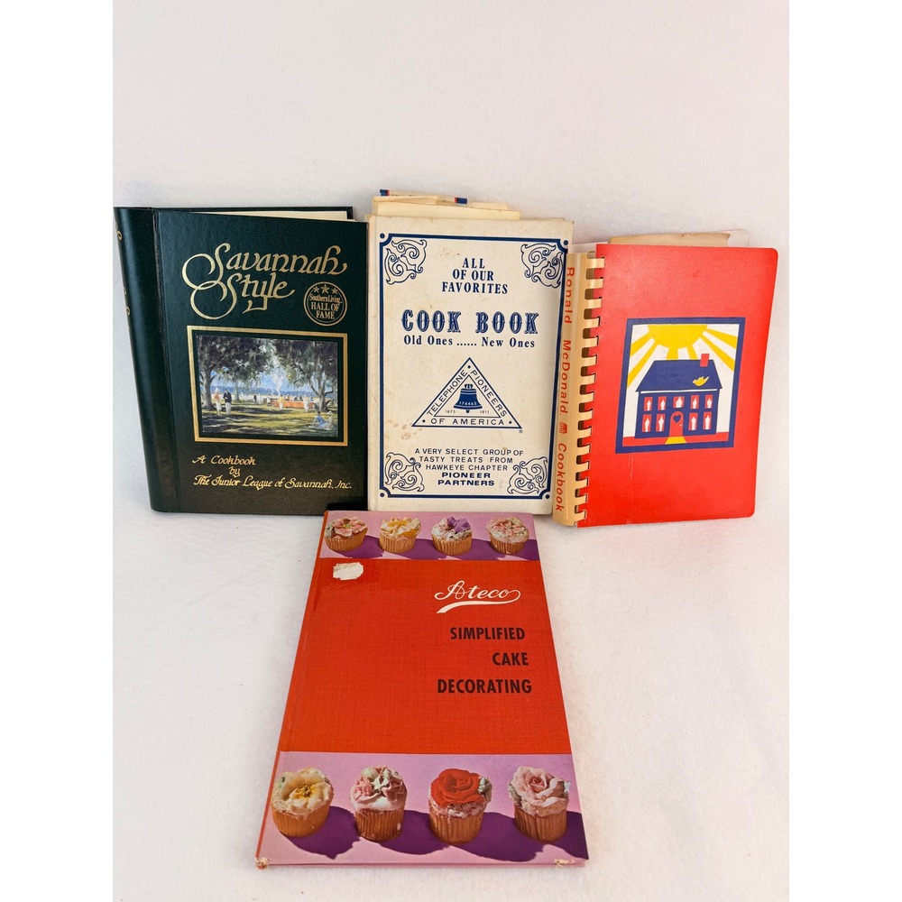 Vintage Cookbook Lot Savannah Style Ateco Cake Decorating‎ Ronald McDonald 4pc